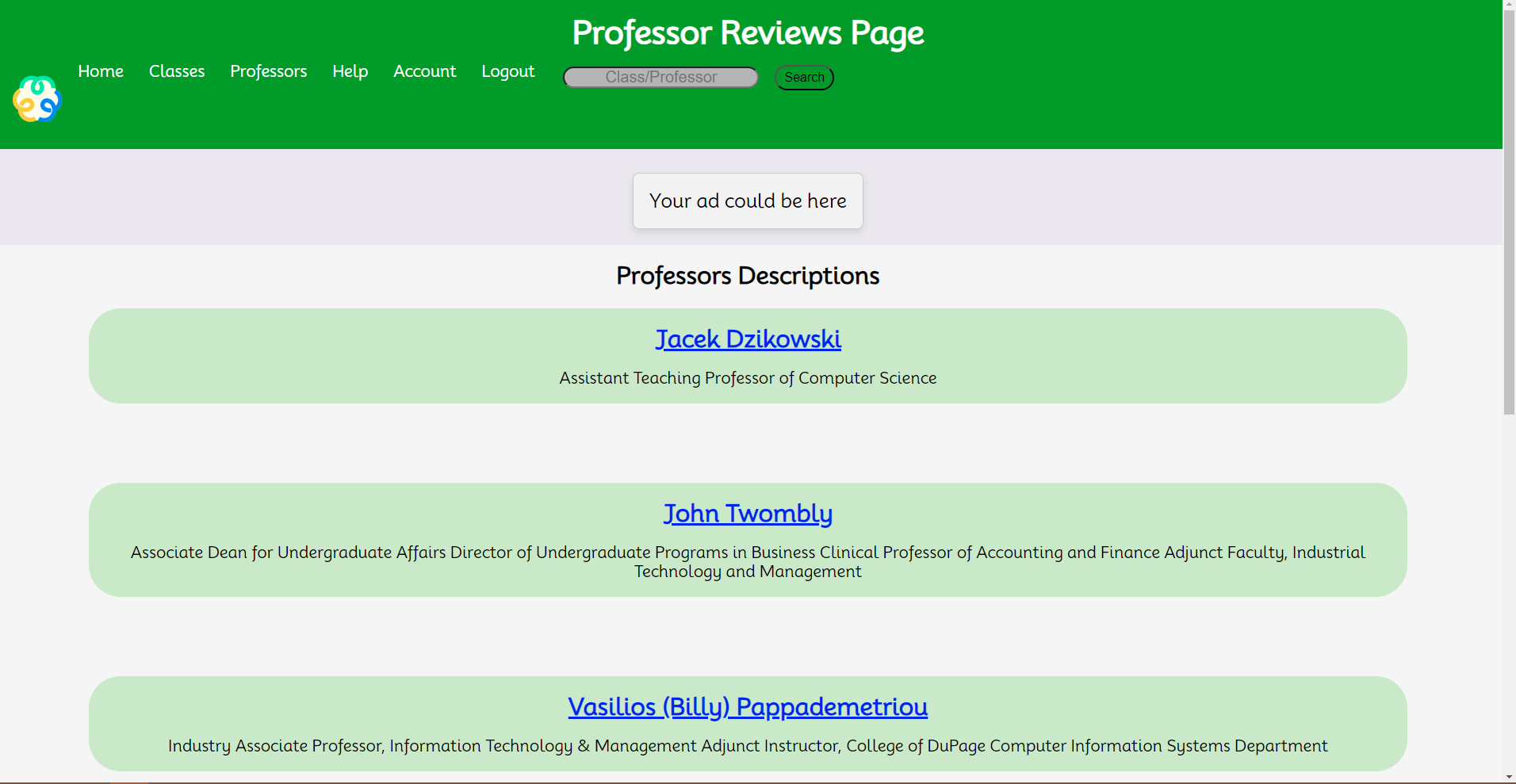 Image of Professor Descriptions