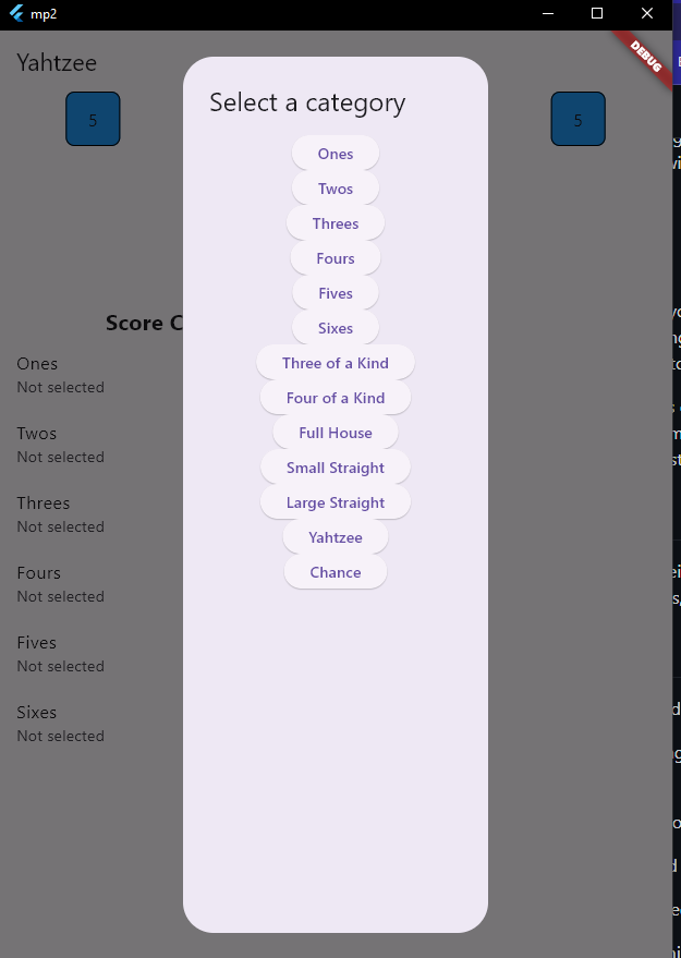 Yahtzee Selecting Category